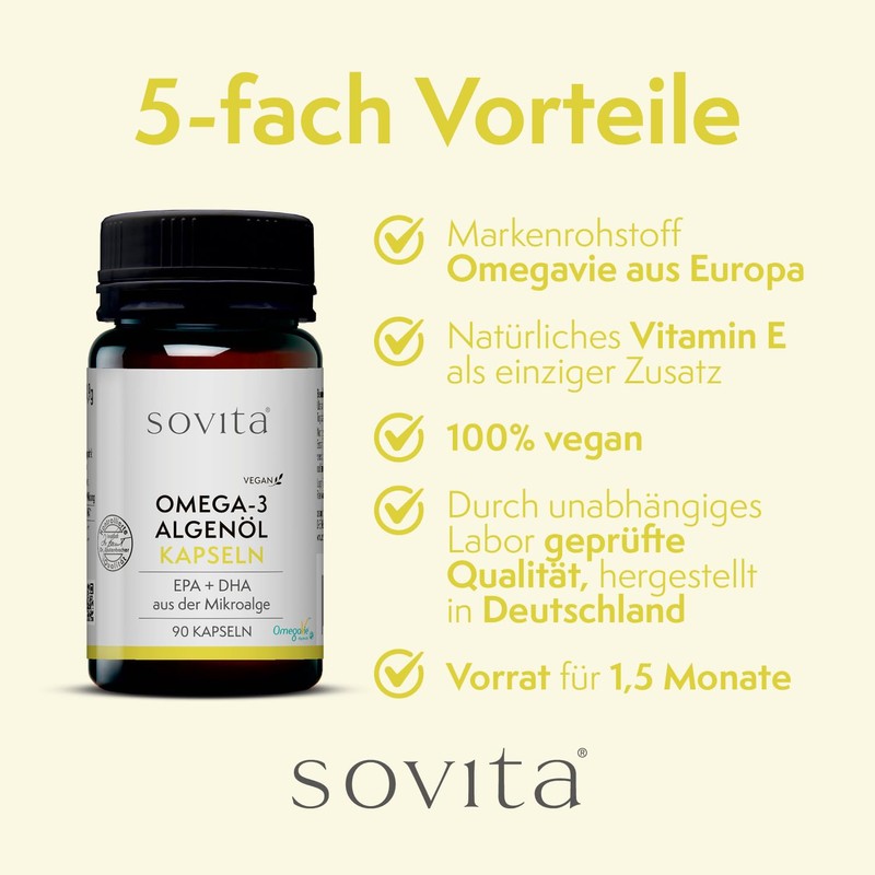 sovita Omega 3 Algae Oil, Vegan Omega 3 Fatty Acids,