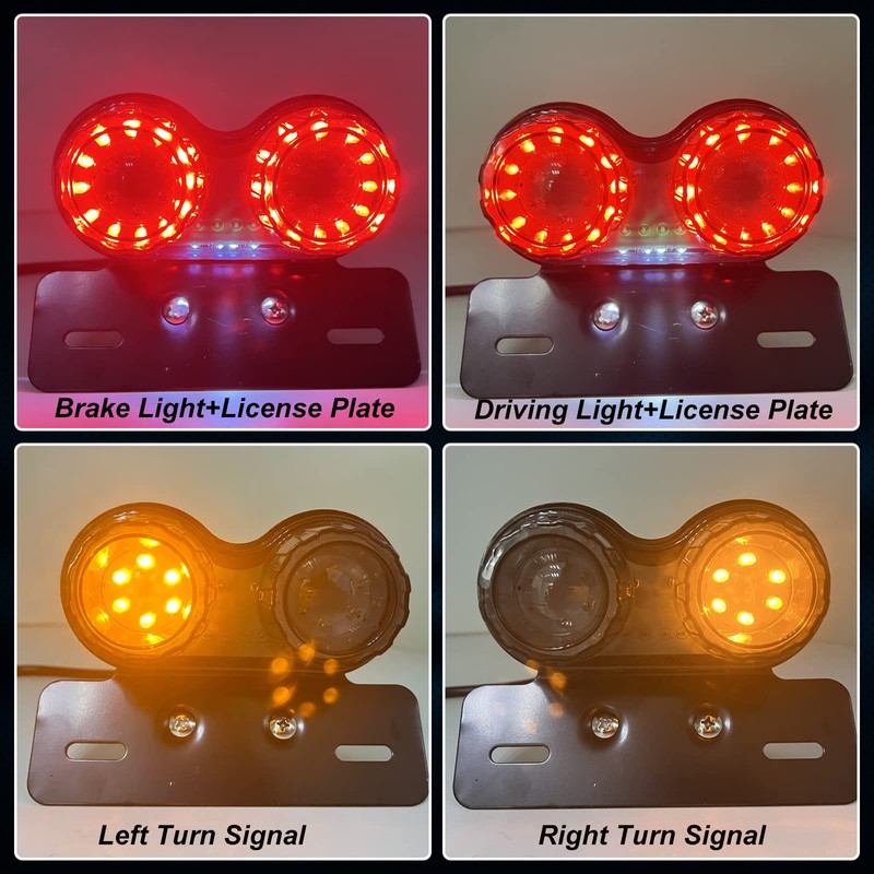 Biqing Multifunction Universal Red Lens Double Motorcycle Taillight/Turn Signal/Brake Stop