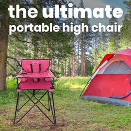 ciao! baby Portable High Chair for Babies and Toddlers, Compact Folding Travel High Chair with Carry Bag for Outdoor Camping, Picnics, Beach Days, and More (Hot Pink)