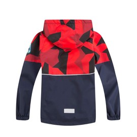 LAUSONS Kids Boys Fleece Lined Raincoat Lightweight Windbreaker Camo Outdoor Waterproof Jacket with Removable Hood Red 7-8 Years / 130cm