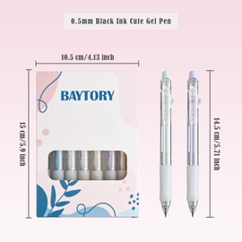 BAYTORY 7 Pcs Erasable Gel Pens Black, 0.5 mm Pens with Erasers for Making Mistakes Disappear, Smooth Writing Erasable Pen Used for Planners and Completing Crossword Puzzles (Black Ink)
