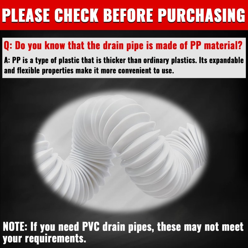 VIVIDA Flexible Sink Drain Pipe, 1-1/2" Expandable Flexible P Trap