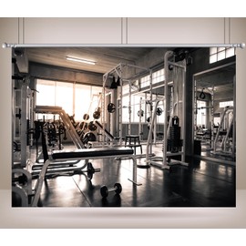 CORFOTO 7x5ft Gym Interior Backdrop Morden Style Sports Treadmill Fitness Equipment Motion Photography Background Adult Artistic Portrait Wallpaper Photo Booth Studios Props