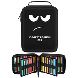 FINPAC Ranura para lápices, gran bolsa de acuarela de revestimiento múltiple con bolsillo frontal con cierre, organizador grande para 200 lápices de colores/130 bolígrafos de gel, bolígrafos Marco para artistas, pintores, planificadores