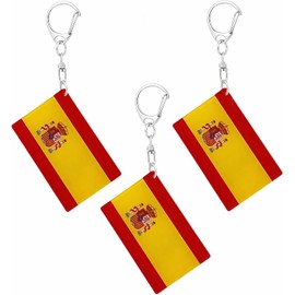 Llavero de bandera de España - Cadenas acrílicas en forma de D de doble cara, banderas españolas, llaveros de coche estilo hombres y mujeres, regalo decoración (3 piezas), Varios colores, 2 x