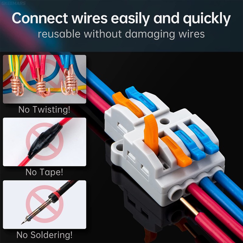 GKEEMARS 10 Pcs Lever Wire Connectors, Quick Wiring Cable Connector