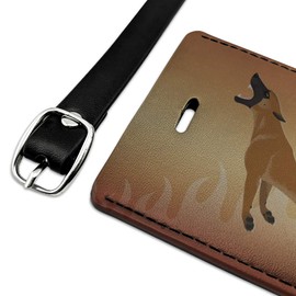 Belgian Malinois Dog Bite Training Rectangle Leather Luggage Card ID Tag