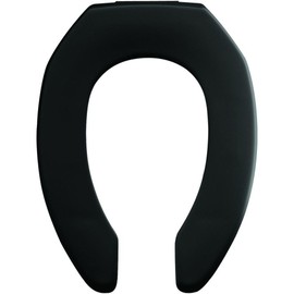 CHURCH 295CT 047 Commercial Open Front Toilet Seat without Cover will Never Loosen & Reduce Call-backs, ELONGATED, Plastic, Black