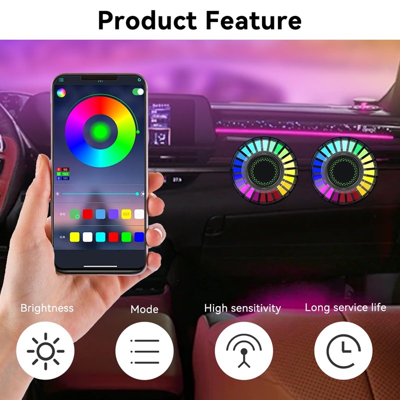 2 Luces LED para Coche, 32 bits De Color, Luces