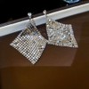 Xerling Silver Mesh Grid Sequins Dangle Drop Earrings Lightweight Statement