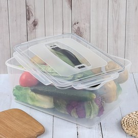 Jandson 4 Packs 14.5 L Plastic Seal Lid Food Storage Container, Clear Airtught Storage Box Bins with Handles