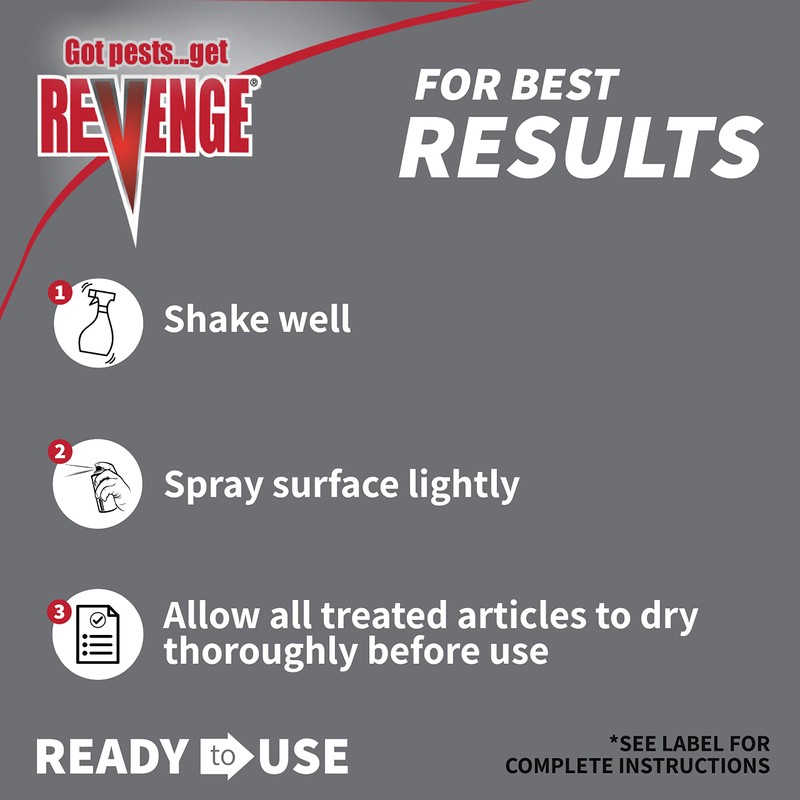 Revenge Bedbug Killer, 32 oz Ready-to-Use Spray, Long Lasting Odorless