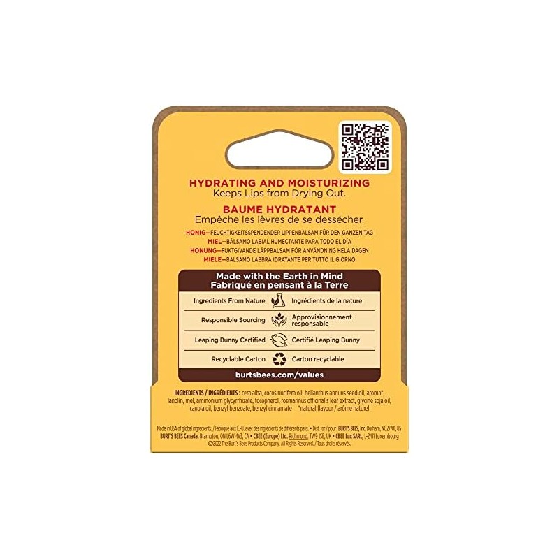 Burt's Bees Bálsamo Labial Hidratante con Miel 0.15 oz –