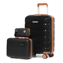Joyway 20 Inch Carry On Luggage with TSA Lock, Durable Hardshell Suitcase for Travel, Unisex Checked Set for Men and Women Black