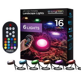 Enbrighten LED Ground Lights, 6 Path Lights, 40ft, Color Changing, Remote Control, Outdoor Path Lighting, Landscape Lighting for Yard, Garden, Patio, Walkway, 56067-S1