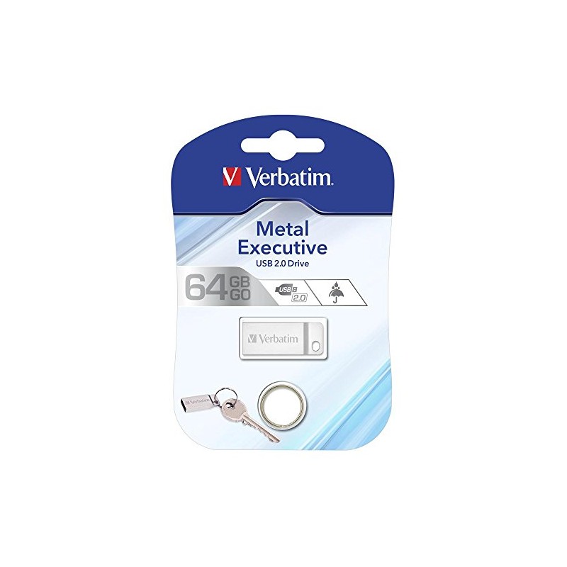 Verbatim 64GB Metal Executive USB Flash Drive - Silver