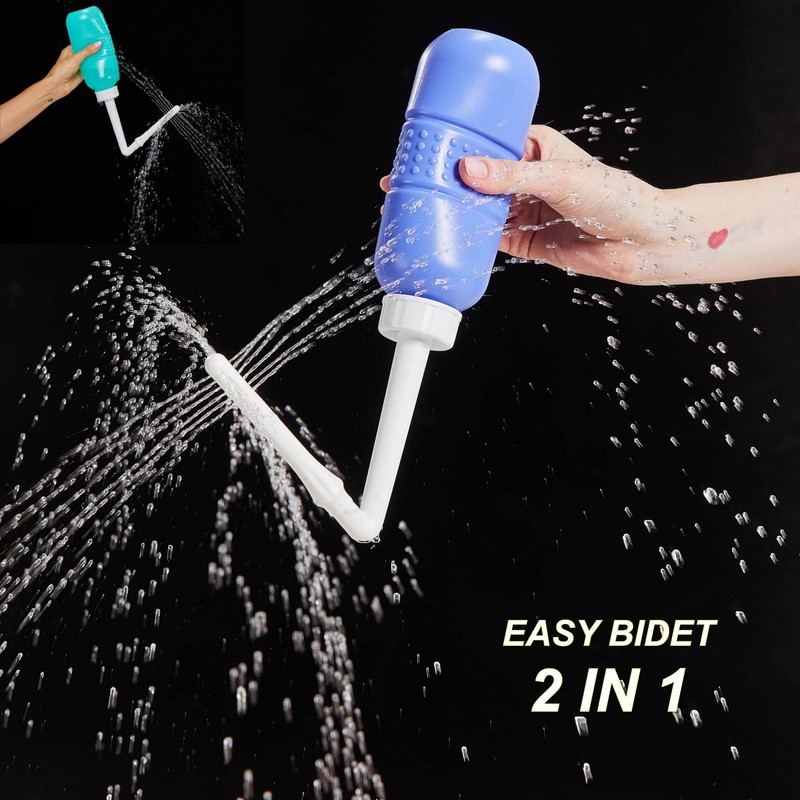 2PCS-Pack 2-in-1 Portable Bidet Vaginal Douche,450ml Travel Bidet Bottle Perineal