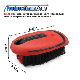 Carpet and Upholstery Cleaning Brush - Stiff Bristle Carpet Scrubber Car Cleaning Brush for Car Interior and Home - Leather Brush Auto Detailing Scrub Brushes for Couch, Floor Mats, Clothes (Red)