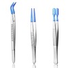 3 PCS Tweezers with Rubber Tips PVC Coated Set Precision