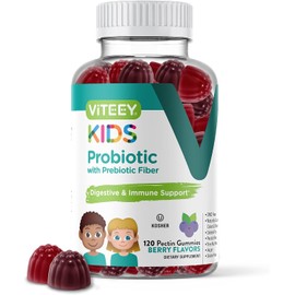 Viteey- Gomitas probióticas para niños más fibra prebiótica: 2 mil millones de UFC: salud digestiva, salud intestinal, Co