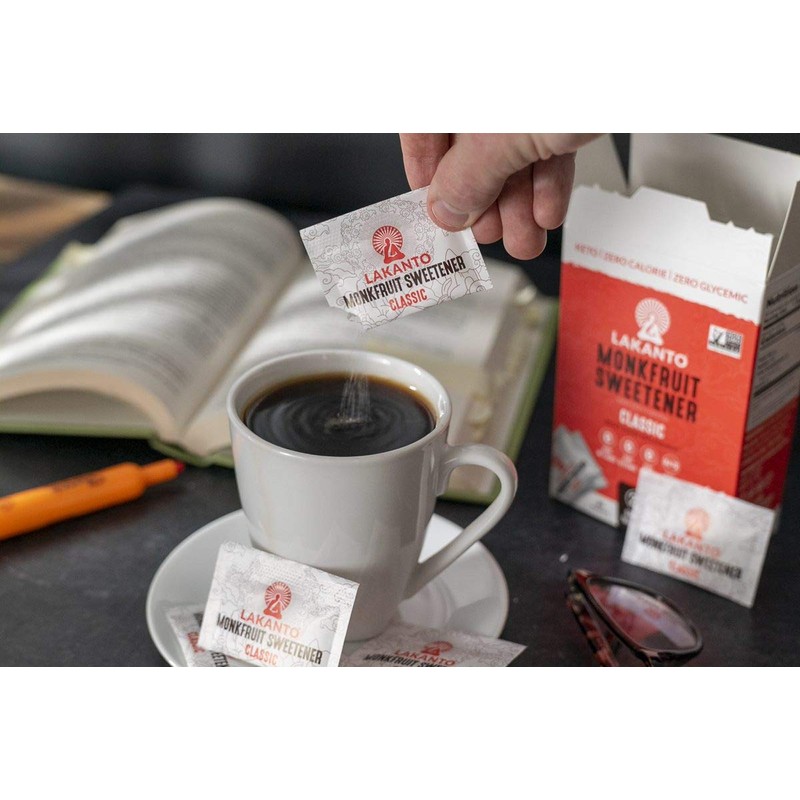 Lakanto Classic Monk Fruit Sweetener with Erythritol Packets - White