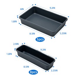 Gonice 13 PCS Drawer Organizer Tray, Interlocking Office Desk Drawer Storage, Black Plastic Organizer Bins for Office Supplies and Tools, Desk Drawer Organizer for Bathroom and Kitchen