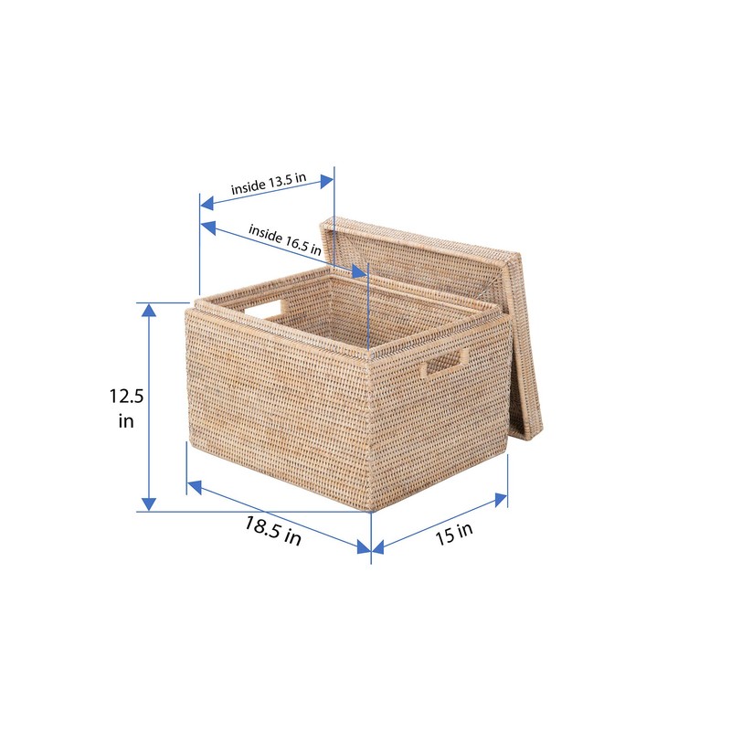 KOUBOO La Jolla Rattan Box Basket - Wicker Storage Basket