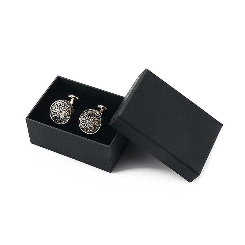 Classic Cufflinks, Men's, Stainless Steel, Gold, Silver, 0.7 inches (19.5