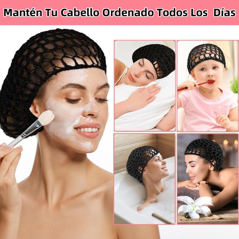 THJOPOKEEL 4 Redes de Malla para Cabello, Gorros de Dormir
