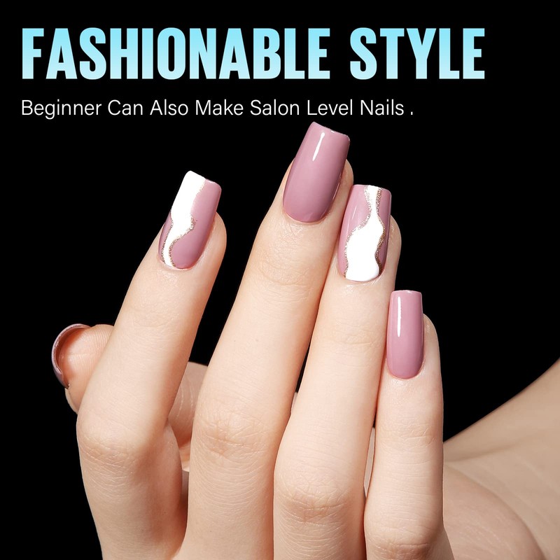 TOMICCA Square Short Nail Tips for Gel Nails, Gel Full