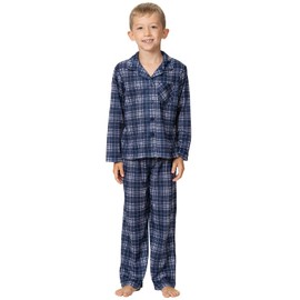 PajamaGram Pajamas Boys - Teen Pajamas, Blue Plaid, 10
