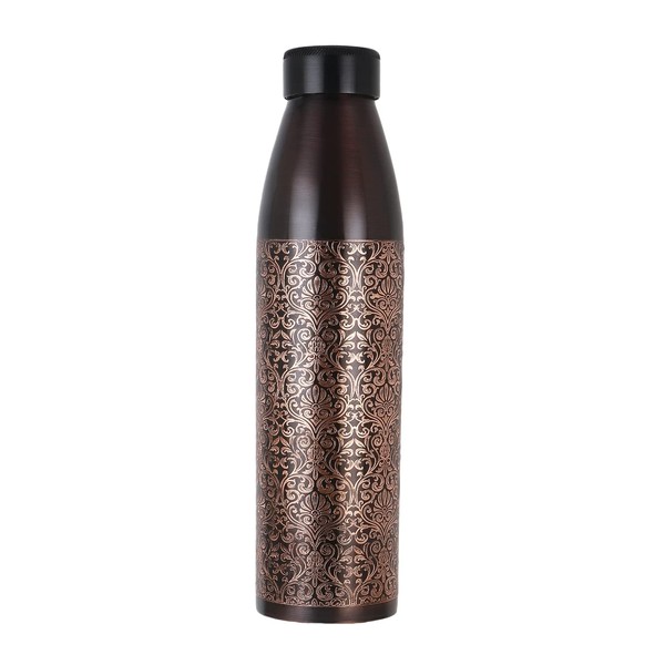 Zap Impex Copper Water Bottle for Ayurvedic Benefits - Handmade Antique Design Travel Water Bottle 32oz