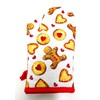 Gingerbread Oven Gloves, Mitts Pair, White with Red Trim