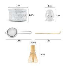SOOCVWOLF 5 Pcs Matcha Whisk Set, Ceramic Matcha Kit for Tea Ceremony, Matcha Whisk and Bowl, Matcha Tea Set for Making Latte Drinks, for Matcha Lover and Starters(White)