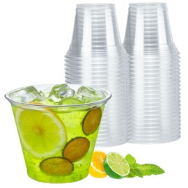 Artpreti 50 Pack 9 oz Clear Plastic Cups - Disposable for Iced Coffee, Cold Beverages, Wine - Wedding & Party Drinking Cups