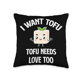 Tofu Lover Tempeh Asian Miso Veggie Broccoli I Want to Fu Tonight Tempeh Asian Miso Veggie Broccoli Throw Pillow, 16x16, Multicolor