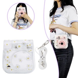Clear Camera Protective Case Compatible for Instax Polaroid Mini11 9 8 Transparent Case Daisy Babysbreath Camera Storage Bag