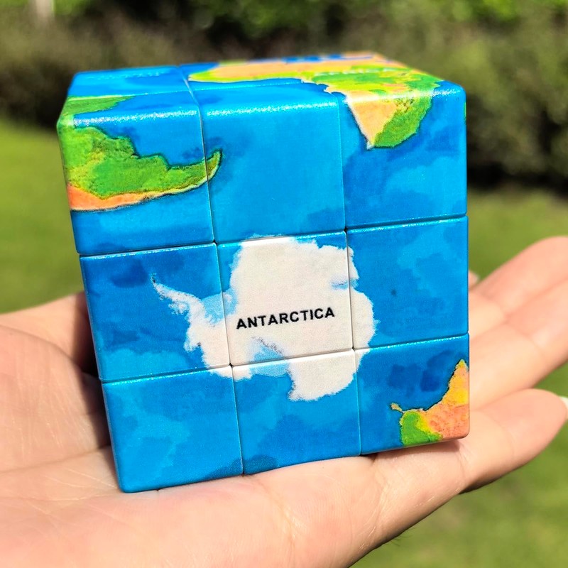 3x3x3 World Map Design Speed Cube Geography Puzzle,Educational Brain Teaser