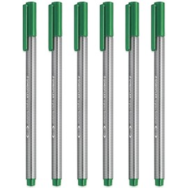 STAEDTLER 334 Triplus Fineliner Superfine Point Pens - 0.3mm - Green - Pack of 6