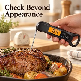 Digital Food Thermometer for Cooking & BBQ – Foldable Probe Temperature Gauge with Backlit LCD for Meat, Milk & Kitchen Use