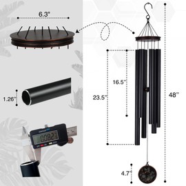 Vanquer Large Wind Chimes for Outside Deep Tone - 46'' Wind Chimes Outdoor Clearance, Windchimes Outdoors, Memorial Wind Chimes, Sympathy Gift, Garden Patio, Home Décor (46" Vintage Black)