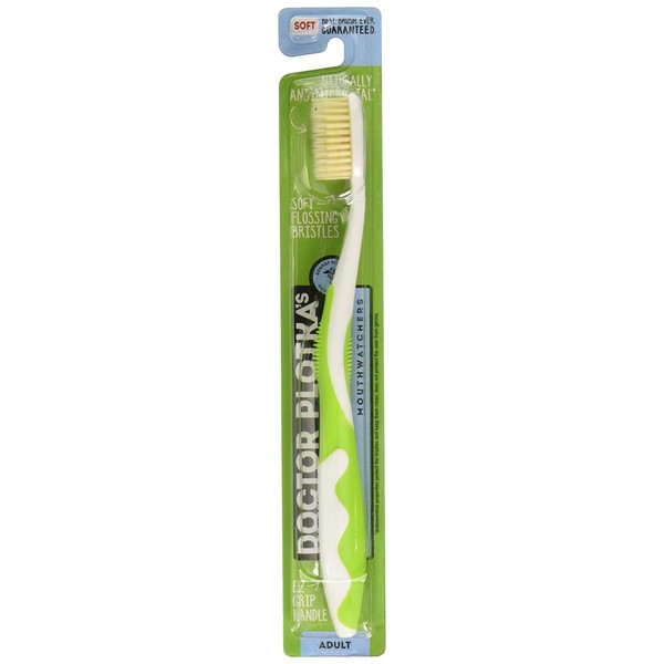 MOUTHWATCHERS Dr Plotkas Extra Soft Flossing Toothbrush Manual Soft Toothbrush for Adults | Ultra CleanToothbrush | Good for Sensitive Teeth and Gums | 1 Green Toothbrush