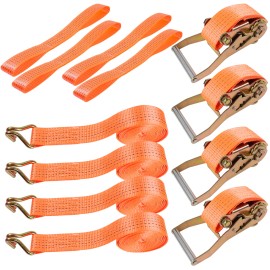 Unbranded 4x  Ratchet Tie Down Straps 2" x 13 J-Hook Trailer Car Tire Wheel Link Straps