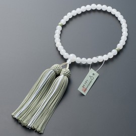 [Butsudanya Takita Shoten] Kyoto Prayer Beads, Women's, White Onyx, 2 Dokuyama Balls, 0.3 inch (7 mm) Ball, Pure Silk Headed Bassel, With Prayer Bag, Certificates Included
