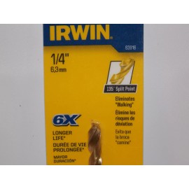 Irwin 63916 Titanium High Speed Drill Bit 1/4" x 4"