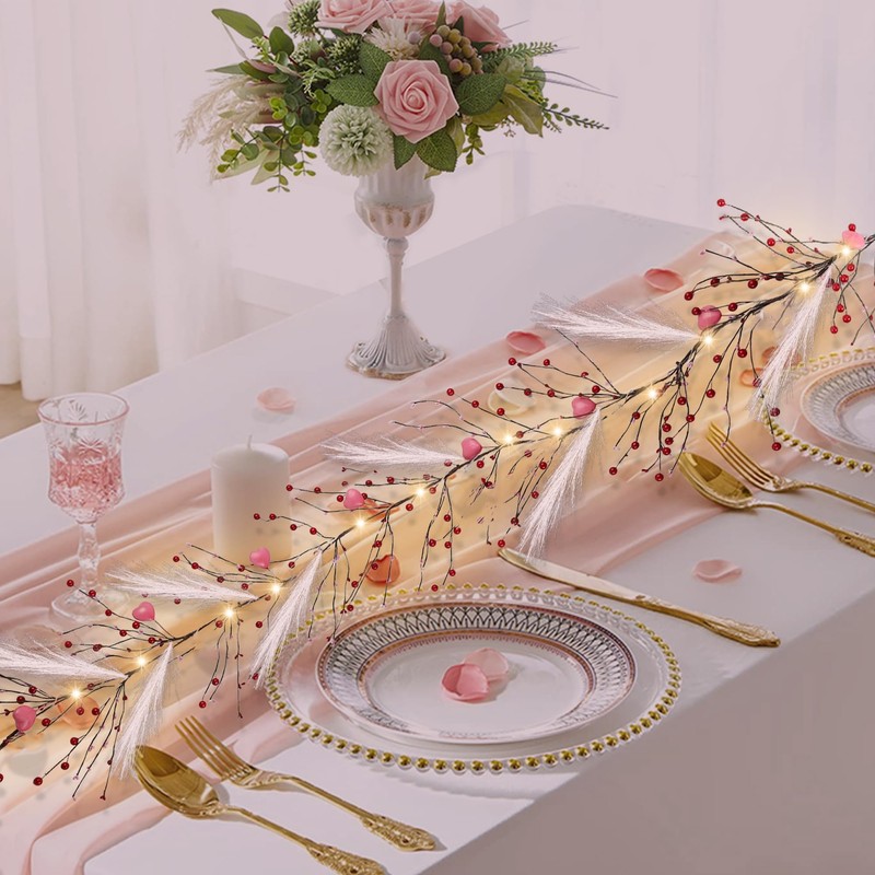 DR.DUDU Valentines Garland, 6 FT Lighted Garlands for Mantle with