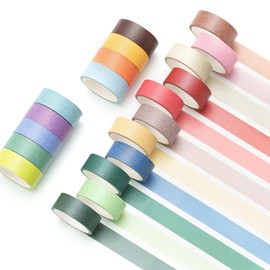 YUBBAEX 20 Rolls Solid Colors Washi Tape Set Pastel Colored Masking Rainbow Decorative Tapes, Designer's Selection | YUBBAEX