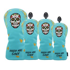 Golf Head Cover Utility Cover Set Driver 460cc 440cc Compatible Cover Wood Cover UT Cover Waterproof Mexico Skull (Sky Blue UT 1 Piece)