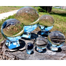 Clear Crystal Sphere K9 Ball 50-200mm with Crystal Stand Meditation Healing - 80mm