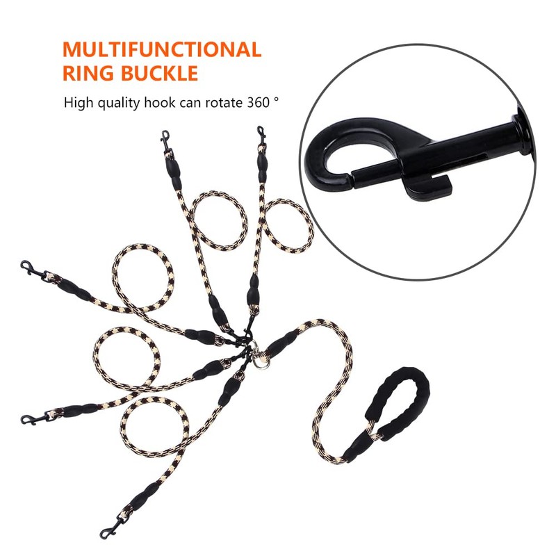 Five Dog Leash,Comfortable Five Dog Leash with Reflective,360 Swivel No